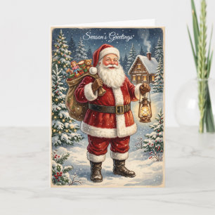 Festividades Cartão de Férias do Papai Noel Vintage Retrô
