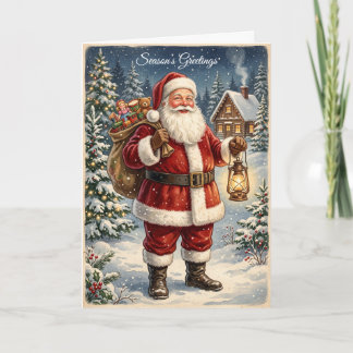 Festividades Cartão de Férias do Papai Noel Vintage Retrô