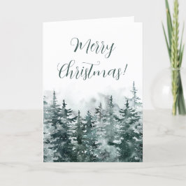 Festividades Cartão de Férias Dobrado de Aquarela Floresta de I
