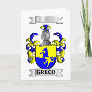 Festividades Cartão de Férias Dobrado Sobrenome Greco e Escudo