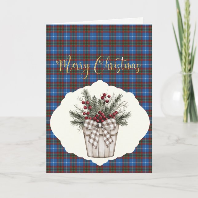 Festividades Cartão de Férias Edinburgh Tartan (Frente)