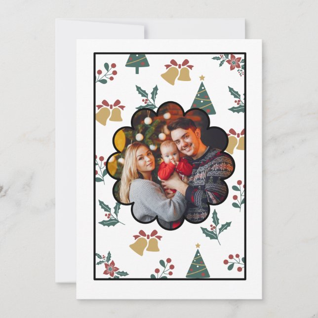 Festividades Cartão de Férias Editável da Família Natal (Frente)