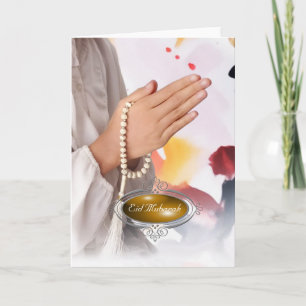 Festividades Cartão de Férias Eid Mubarak / Menina de Hijab