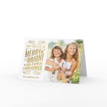 Cartão de Férias Faux Gold Foil Design / Branco