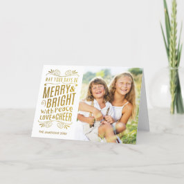 Festividades Cartão de Férias Faux Gold Foil Design / Branco