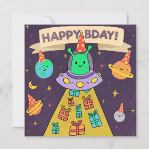 Festividades Cartão de Férias Feliz de Aniversário da alienígen