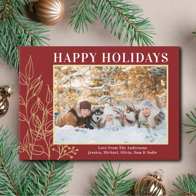 Festividades Cartão de Férias Feliz de Foto do Foliage Burgundy (Criador carregado)
