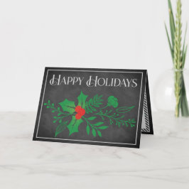 Festividades Cartão de Férias Feliz | Faux Chalkboard, Holly
