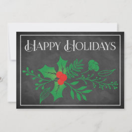 Festividades Cartão de Férias Feliz | Faux Chalkboard, Holly