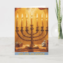Festividades Cartão de Férias Feliz Hanukkah Amor Luz Riso