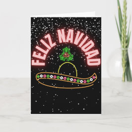 Festividades Cartão de Férias Feliz Navidad Neon Sombrero