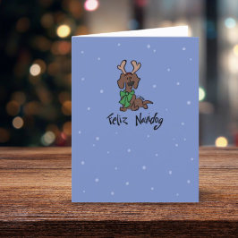 Festividades Cartão de Férias Feliz Navidog Cute Dachshund Rein