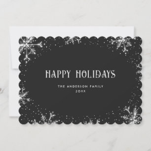 Festividades Cartão de Férias Feliz Neve Preto Elegante