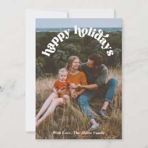 Festividades Cartão de Férias Felizes com Foto em Arco Retro