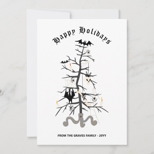 Festividades Cartão de Férias Felizes da Árvore de Natal Gótica (Frente)