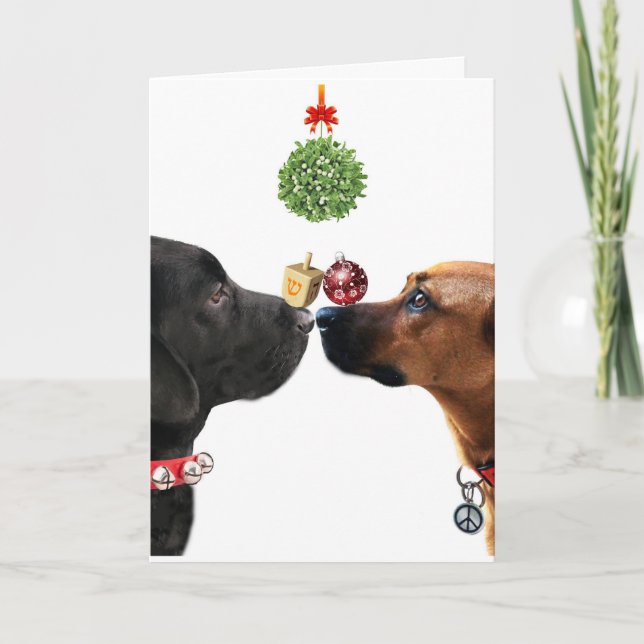 Festividades Cartão de Férias Felizes dos Cães Sortudos (Frente)