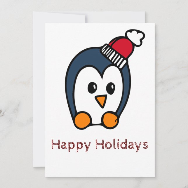 Festividades Cartão de Férias Felizes Pinguim (Frente)