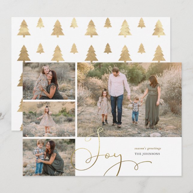 Festividades Cartão de Férias Festivo Dourado Collage Flat Holi (Frente/Verso)