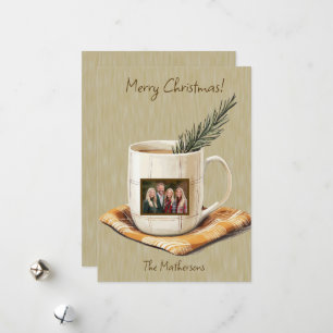 Festividades Cartão de Férias Flat de Mug Foto Russo Feliz Nata