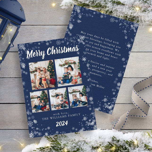 Festividades Cartão de Férias Floco de Neve Azul Marinho (Navy Blue Snow Flake Holiday Card
)