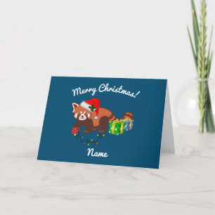 Festividades Cartão de Férias Folgado "Panda Vermelha Natal"