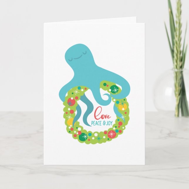 Festividades Cartão de Férias Folheto de Natal de Octopus (Frente)