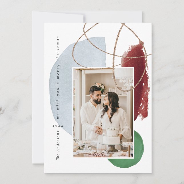 Festividades Cartão de Férias Geométricas de Foto Modernas Dour (Frente)