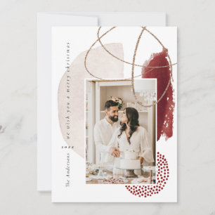 Festividades Cartão de Férias Geométricas de Foto Vermelho d
