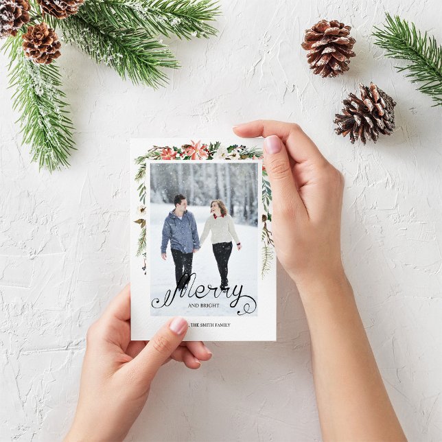 Festividades Cartão de Férias Holly Berries e Floral (Criador carregado)