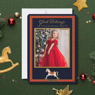 Festividades Cartão de Férias Ilustrado com Cavalo de Balanço B
