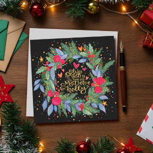 Festividades Cartão de Férias Inspirador com Grinalda de Azevin