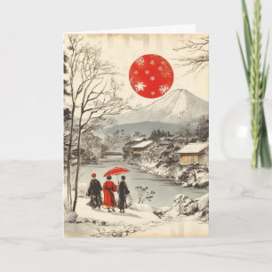 Festividades Cartão de Férias Japonês Antigo