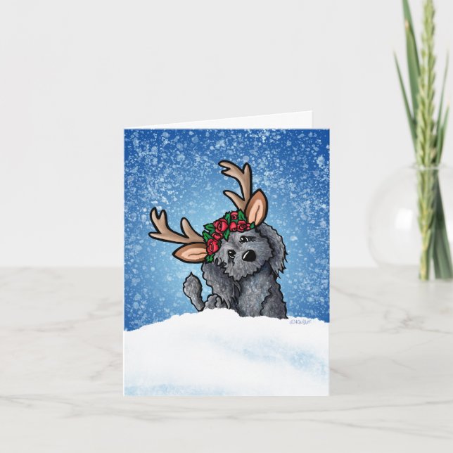 Festividades Cartão de Férias Labradoodle Reindeer (Frente)