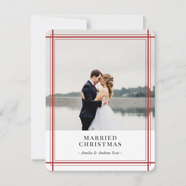 Festividades Cartão de Férias Moderno Linhas Vermelhas (Frente)