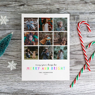 Festividades Cartão de Férias Multi-Foto Luzes Brilhantes