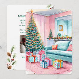 Festividades Cartão de Férias Personalizável Vintage Plano