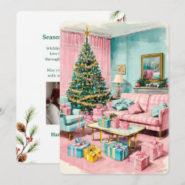 Festividades Cartão de Férias Personalizável Vintage Plano