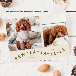 Festividades Cartão de Férias Pet Paw-La-La-La-La Cream