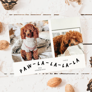 Festividades Cartão de Férias Pet White Paw-La-La-La-La
