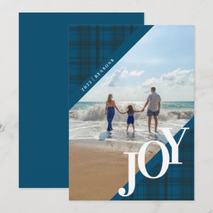 Festividades Cartão de Férias Plaid JOY Diagonal Azul