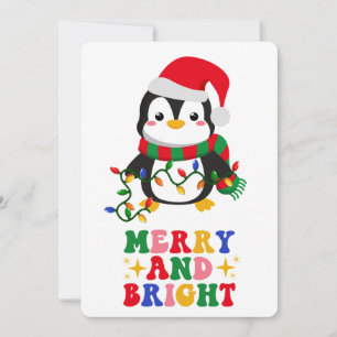 Festividades Cartão de Férias Plana Pinguim de Natal feliz e Br