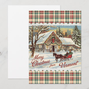 Festividades Cartão de Férias Planas de Natal Vermont Retro