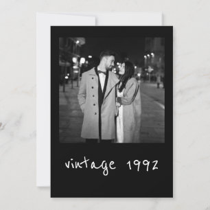 Festividades cartão de férias plano com foto e nome vintage per