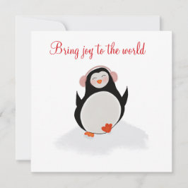 Festividades Cartão de Férias Plano com pequeno pinguim sorride