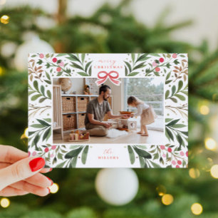 Festividades Cartão de Férias Plano de Moldura Botânica em Aqua