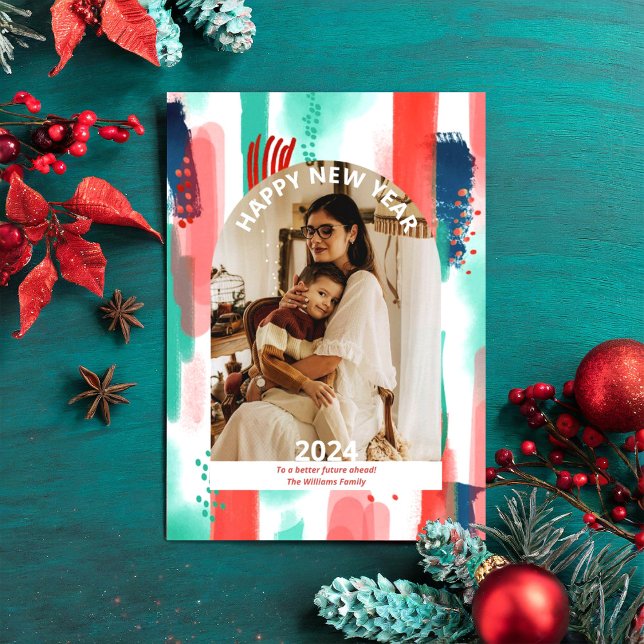 Festividades Cartão de Férias Plano Foto Moderno Ano Novo Feliz (Criador carregado)