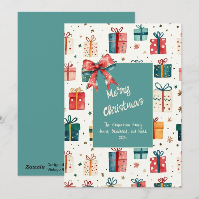 Festividades Cartão de Férias Plano para Pacotes de Presente Vi (Frente/Verso)