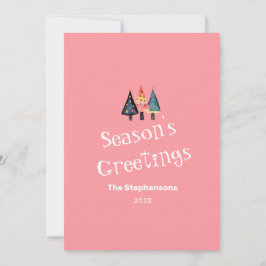 Festividades Cartão de Férias Plano Rosa Rosa, Árvores de Natal