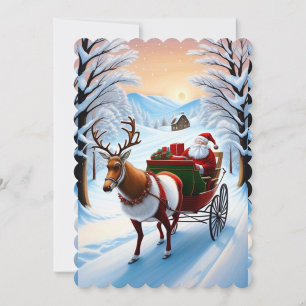 Festividades Cartão de Férias Plano Santa Claus e Reindeer