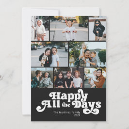 Festividades Cartão de Férias Preto e Branco Foto Feliz Todos o